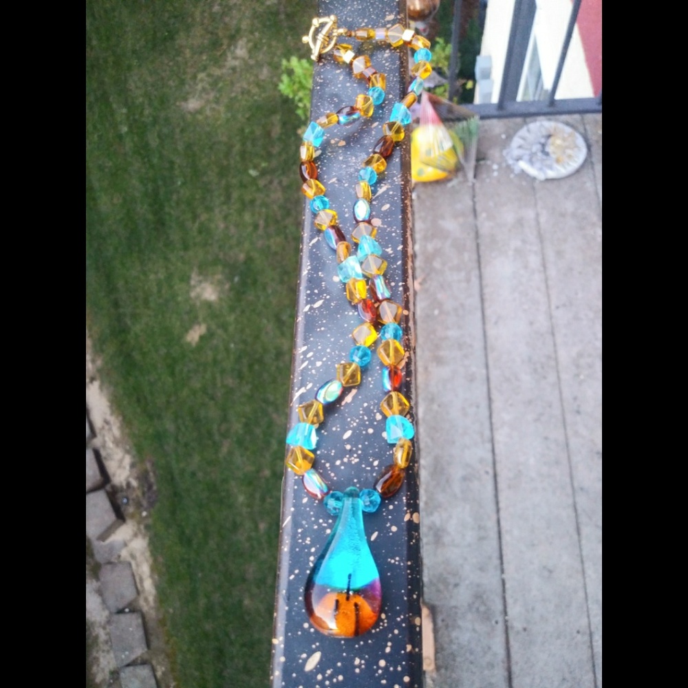 Funky handblown glass necklace